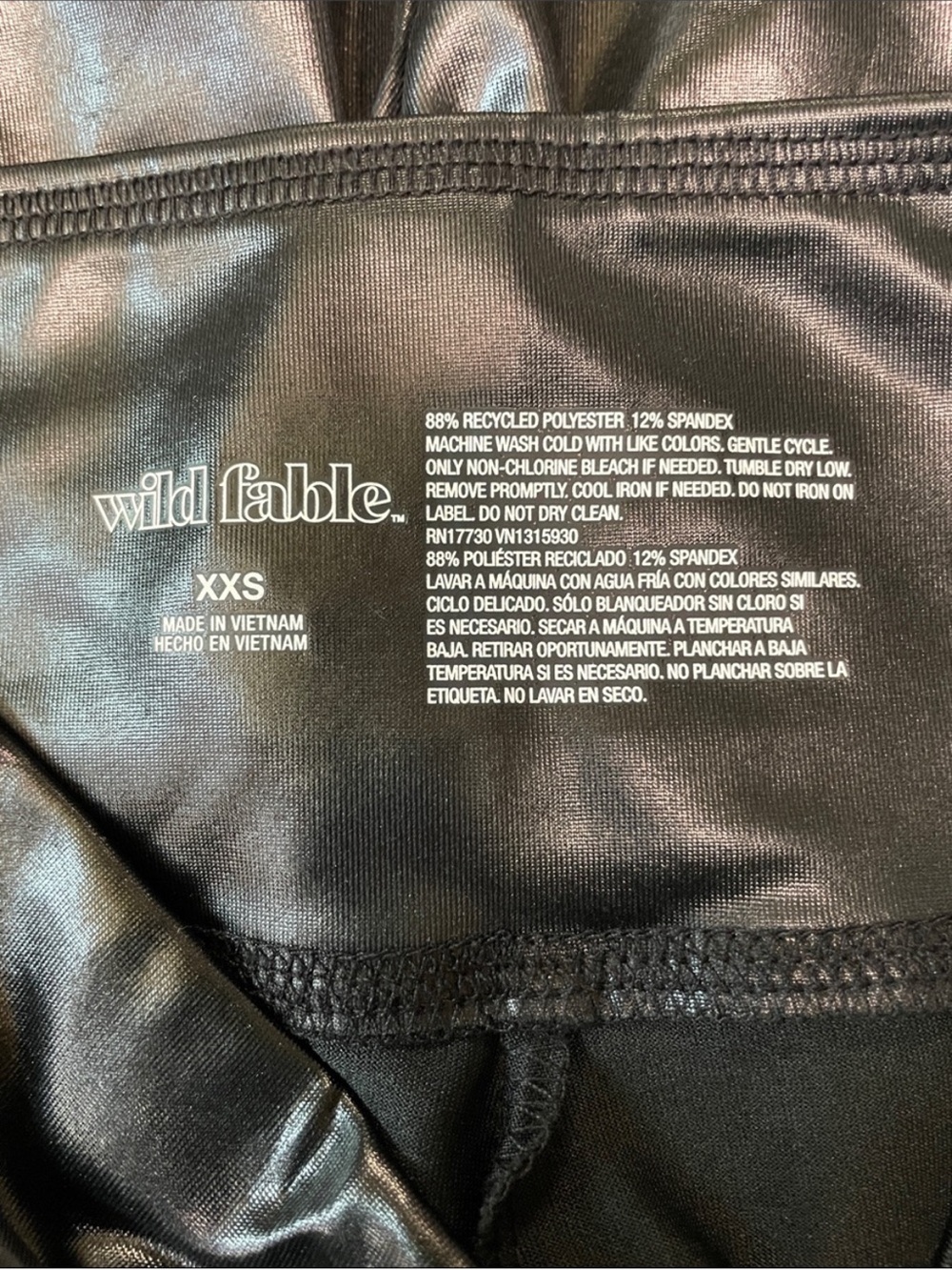 wild fable Black Faux Leather Leggings High Rise Full Length XXS | NWT - Picture 4 of 4